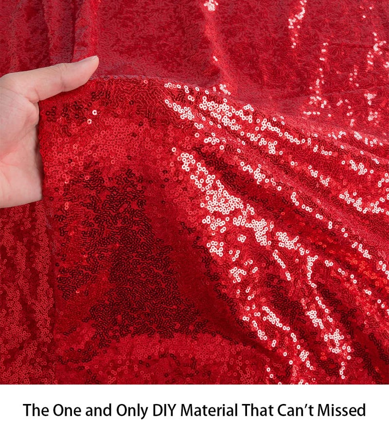 ShiDianYi Sequin Fabric 6 Feet Sparkly Fabric by The 2 Yards-Red Around The World Party Decorations -0818S - Image 4